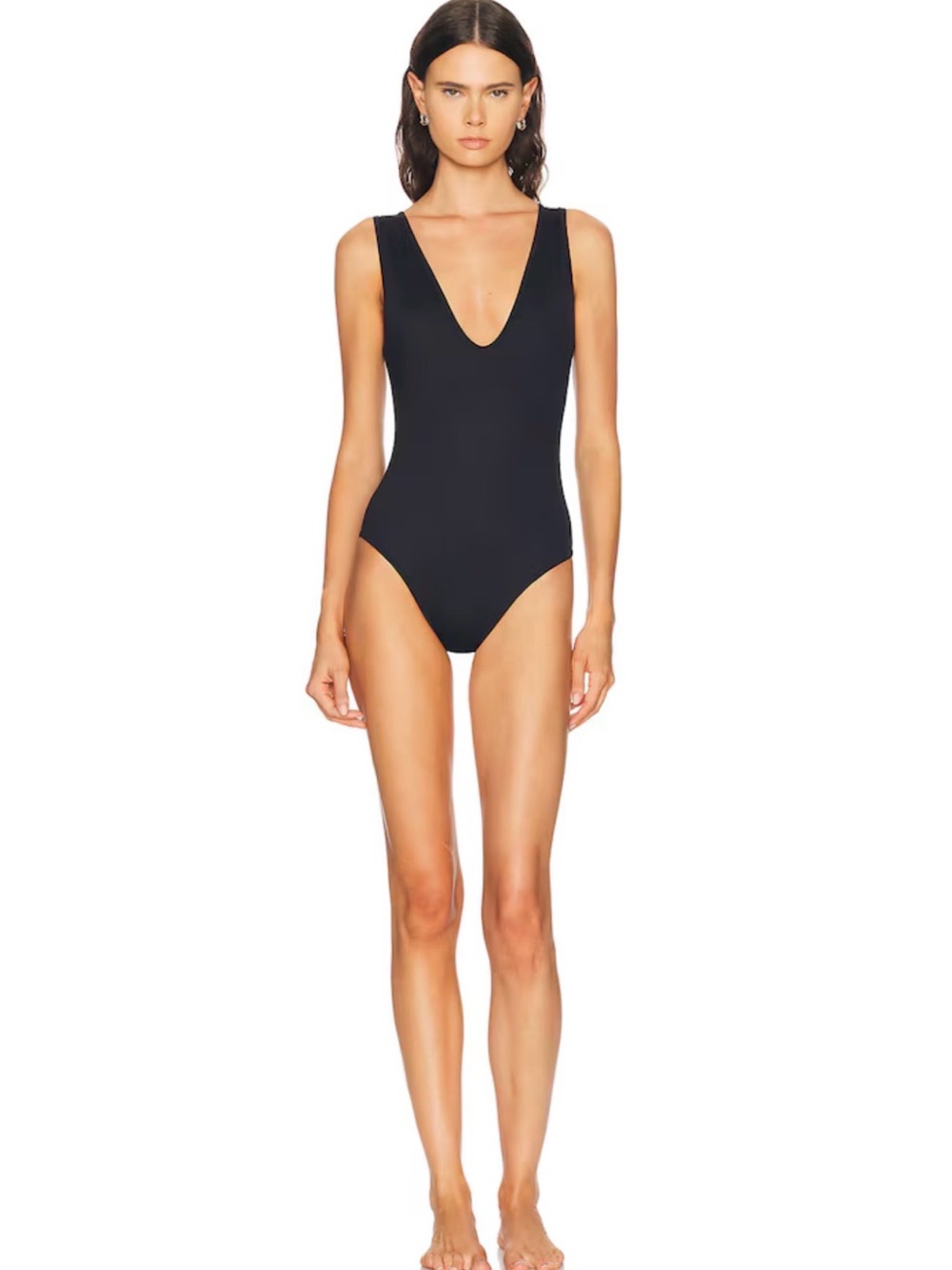 Loulou de Saison Gianna One Piece Swimsuit Black Deep V Paris French